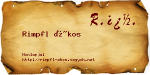 Rimpfl Ákos névjegykártya